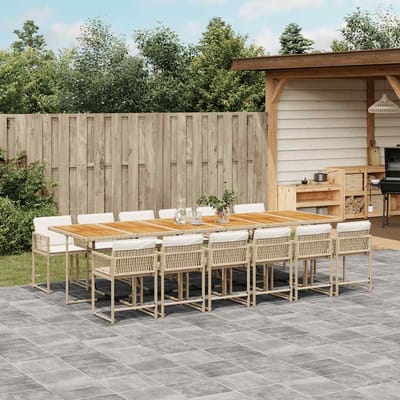 vidaXL - 13-delige - Tuinset - met - kussens - poly - rattan - beige