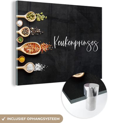 MuchoWow® Glasschilderij 120x90 cm - Schilderij acrylglas - Keukenprinses - Keuken - Quotes - Vrouwen - Spreuken - Foto op glas - Schilderijen