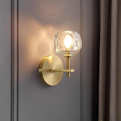 MELVRA Kristallen Wandlamp - Wandlamp Goud - Binnenverlichting - Luxe Kristal - Ø9 cm - G9 Fitting - Warm Licht - Voor Slaapkamer, Nachtkastje & Eetkamer