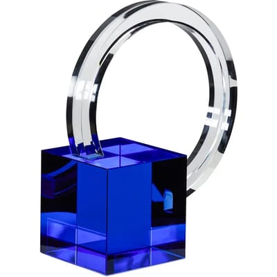 HÜBSCH INTERIOR - Boekensteun van blauw glas en transparant kristal - 20x8xh16cm