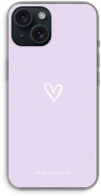 Case Company® - Hoesje geschikt voor iPhone 15 hoesje - Klein hartje paars - Soft Cover Telefoonhoesje - Bescherming aan alle Kanten en Schermrand