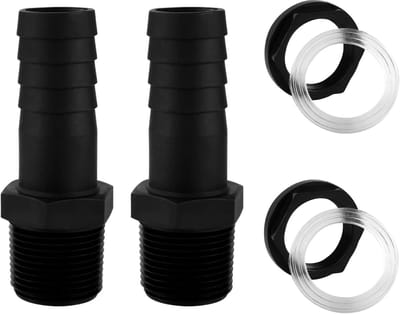 2 stuks te volle tank 25 mm, regenton aansluiting 1 inch, aansluitset voor regenton, met afdichtingen, voor watertank, vat, stortbak