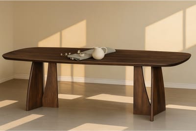 Eettafel Nina Deens ovaal mangohout 220x110 cm - walnoot bruin - Japandi stijl