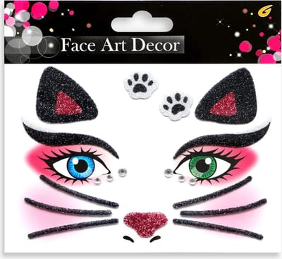 LOUD AND CLEAR® - Face Jewels - Glitters Gezicht - Festival Glitter - Plak Diamantjes - Kat - Poes