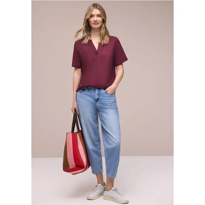 Blouse met gespleten hals en omslag