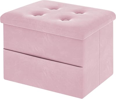 Ottomaanse Voetsteun - Opbergpoef Poef - Woonkamer Opbergen - Met Zijvak - 40 x 30 x 30 cm - Roze