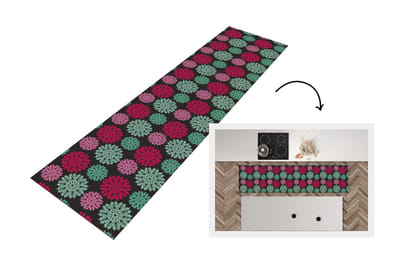 Keukenloper - Loper keuken - Bloemen - Vintage - Roze - Turquoise - Patronen - 200x50 cm - Keukenloper vinyl
