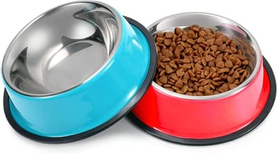 RVS honden- en kattenvoeders, antislip voer- en waterbakken voor kleine dieren, multifunctionele 2-pack voerkommen