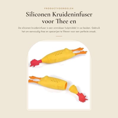 Dailygoods- Kruidenzak Siliconen - Kruidenfilter - Keuken Gadget - Specerijen Infuser - Huilende Kip - 19 x 5 x 3,6 cm