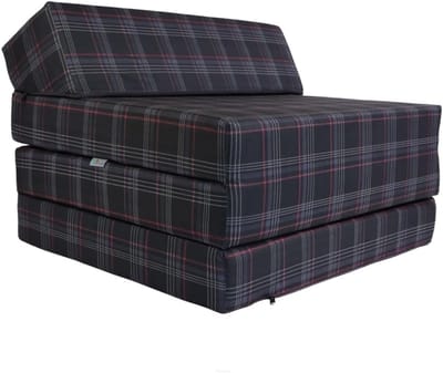 Vouwmatras met hoofdeinde - Gastenmatras Opvouwbaar - Logeren en Reizen - Iconisch ruitpatroon - 200 x 70 cm