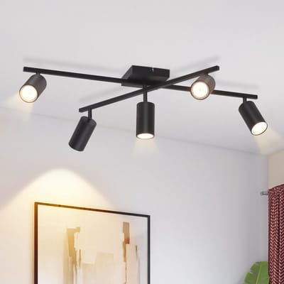 NETTLIFE Plafondlamp GU10 - 5-Lichts - zwart - Moderne Opbouwspot - Draaibaar 330° Plafondspot - voor Keuken | Hal | Woonkamer - zonder lamp - L 77cm