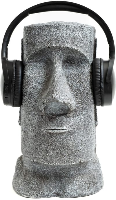 Unyqoos® Moderne decoratieve hoofdtelefoonstandaard met Moai ontwerp en kabelopslag
