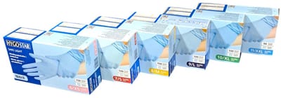 Hygostar Nitril wegwerp handschoenen blauw poedervrij maat L - 100 stuks