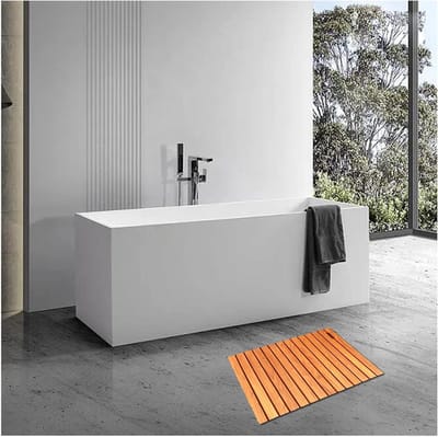 Wooden Shower Mat, Bamboo Bath Mat, Wooden Bath Mat, Non-slip Floor Mat For Indoor or Outdoor Spa Sauna Kitchen Deco Bathroom Bath Mats Customizable,90x90cm/36x36in