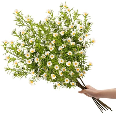 Dailygoods- Kunstmatige Madeliefjes 6 Stuks - Nepbloemen - Kunstbloemen - Decoratie - Lange Steel - Perfect voor Bloemstukken - Nep Bloemen