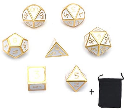 7-delige metalen polyedrale dobbelstenen set voor rollenspellen en D&D