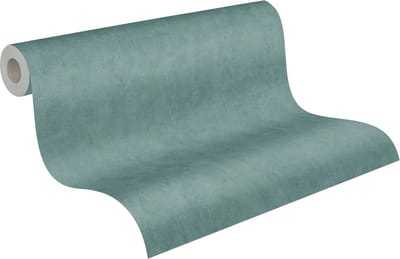 A.S. Création behang effen blauw en groen - AS-380244 - 53 cm x 10,05 m