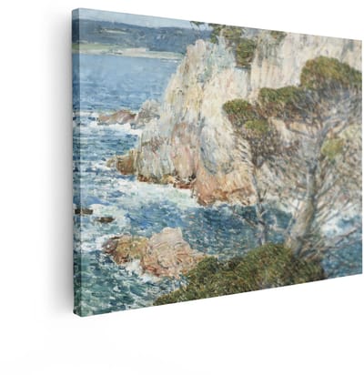 Artaza Canvas Schilderij Kustlijn - 120x90 cm - Wanddecoratie Natuur - Muurdecoratie Landschap - Decoratie Oceaan Rotsen - Schilderijen Op Canvas