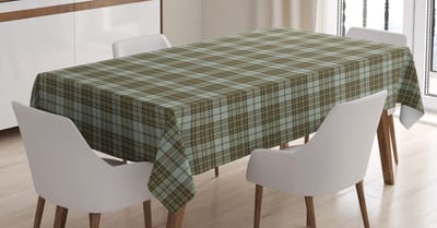 ABAKUHAUS Tartan tafelkleed, Schotse stijl ornament, herberg en buitenruimte geschikt wasbaar print, heldere kleuren zonder vervaging, 140 x 200 cm, lichtgroen lichtbruin