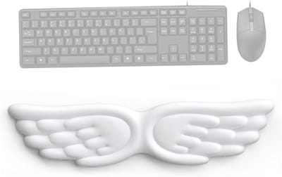 Angel Polssteun voor toetsenbord en gaming, ergonomische polssteun, toetsenbord, bureau, laptop, armsteun, cadeau voor computerliefhebbers，wit