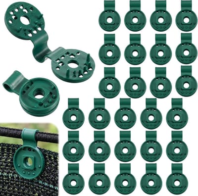 30 Stuks Groene Ronde Plastic Klemmen | Herbruikbare Zwaarbelastbare Clips | Bevestigingsmateriaal Voor Zonnedoek En Tuinnetten | Vogelscherm En Waterbestendige Netten | Weersbestendig | Eenvoudig Te Plaatsen En Losmaken| Cyslmuk®