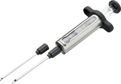 KitchenCraft Masterclass Vleesinjector voor het toevoegen van smaakmarinades - kruiden smaken en sauzen roestvrij staal