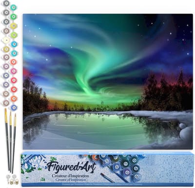 Figured'Art Schilderen op Nummer Volwassenen canvas Aurora borealis en meer - Handwerk acrylverf Kit DIY Compleet - 40x50cm zonder frame