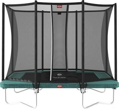 BERG Ultim Favorit Regular 280 Trampoline Op Poten - Safety Net Comfort - AirFlow Springdoek - Groen