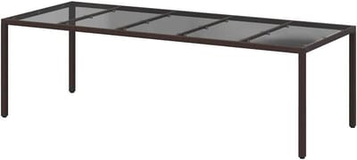 Polyrotan Tuintafel - Eettafel Buiten - Outdoor Dineren - Weerbestendig Stalen Frame - 250 x 100 x 75 cm - Bruin