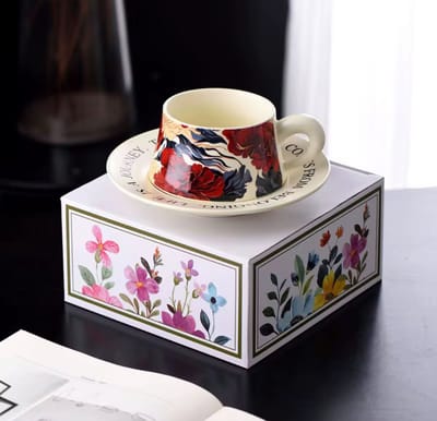 Unieke Kop en Schotel Set - Luxe Cadeauverpakking - Vintage Desing