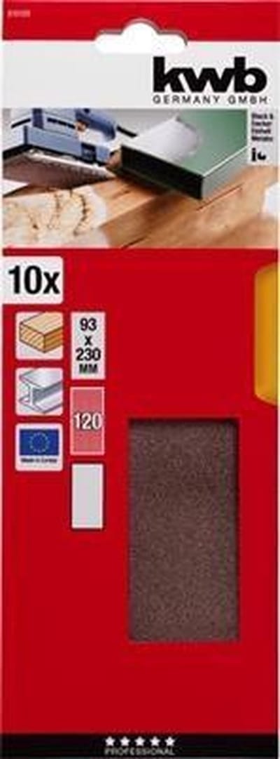 KWB schuurstrook 93 x 230 mm - Korrel 120 - 815120 - 10 stuks
