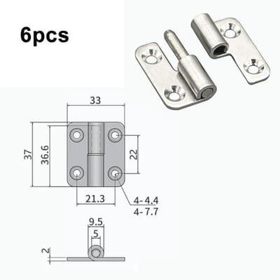 Lot de 6 charnières amovibles à joint coulissant, charnières de porte relevables, charnières amovibles de 1,5 pouce pour armoire, garde-robe, meubles en acier inoxydable