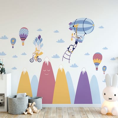Scandinavische bergstickers met vrolijke dieren, 100 x 150 cm