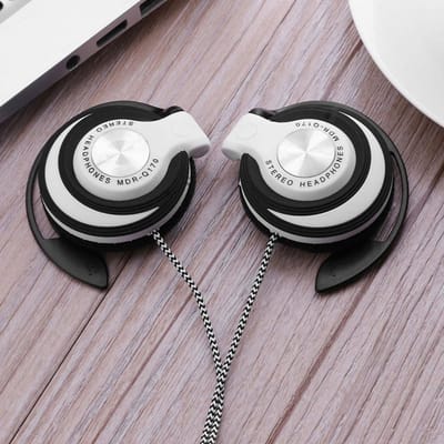 3,5 mm Bedrade Gaming Headset On-Ear Sportkoptelefoon Oorhaak Muziek Oortelefoons voor Smartphones Tablet wit