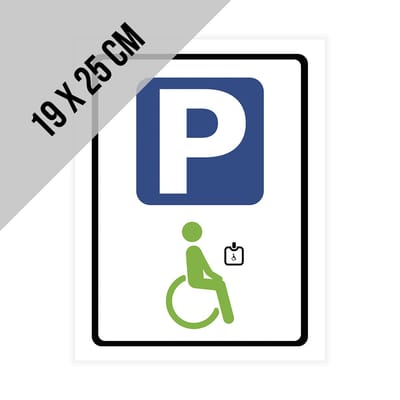 Pictogram/ bord | Parkeerplaats invaliden - Kaart verplicht | 19 x 25 cm | Parking voor mensen met een beperking | Bord E9a | Gehandicapt | Mindervalide | Rolstoelgebruikers | 1 stuk