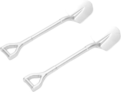 1/10 RC Crawler Decoratieve Legering Schop Set voor Realistische Scène Displays van 2 STUKS RC Metalen Schop (Zilver)