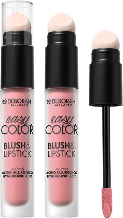Deborah Milano Easy Color Blush & Lipstick – Kleur 01 Pink Crush - 2-in-1 Lippenstift & Blush – Hydraterende Textuur – Natuurlijke, Frisse Glow – Blendbaar & Opbouwbare Kleur – Voor Lippen en Wangen – Makkelijk in Gebruik voor On-the-Go Make-up