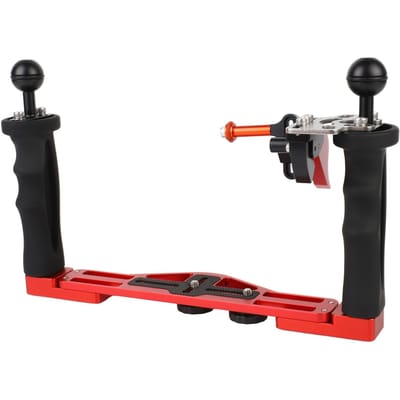 Dubbele Handgreep Camera Duik Rig Verstelbare Handmatige Onderwater Tray Stabilisator Rig met Ontspanknop voor DSLR rood