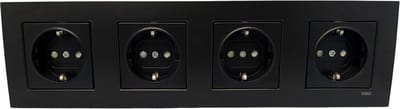 Zwarte Wandcontactdoos Stopcontact Inbouw-Panasonic Viko-Randaarde-Compleet