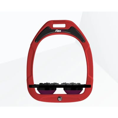 Platte Ultra Grip stijgbeugels Rood/Zwart/Pruim Flex-On Green Composite