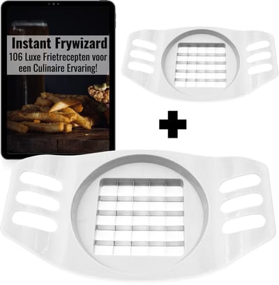 2x TEN® Frietsnijder + 106 FRIETRECEPTEN - Patatsnijder met RVS Messen - Wit