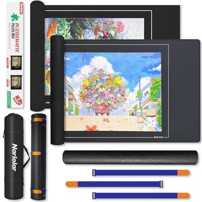 Nariolar Puzzle Mat Set of 2 Rubber and Felt Puzzle Mats for 500/1000/1500 Pieces, Practical Puzzle Accessories for Storing and Transporting Puzzles