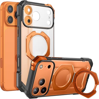 Supcase UB Grip hoesje geschikt voor iPhone 17 Pro compatibel met MagSafe - Oranje Transparant