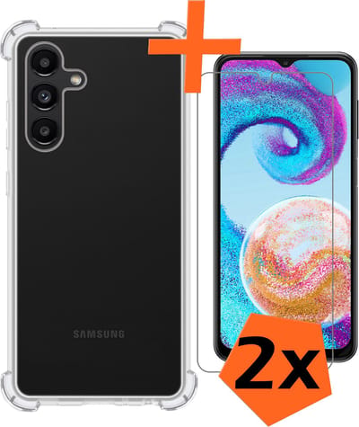 Hoes - Met Screenprotector - 2 Stuks - Geschikt voor Samsung Galaxy A04s - Sterk & Shockproof - Siliconen Case - Back Cover - Telefoon Hoes - Shock Proof - Transparant