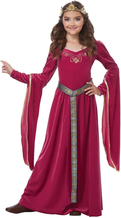 Vegaoo - Roze fluweel kostuum Middeleeuwse prinses voor meisjes
