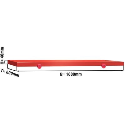 GGM Gastro Schneideplatte für Arbeitstisch - 1600x600mm - HACCP-Konform - Rot Rood