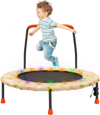 Kinder Trampoline - Mini Trampoline - Binnen Spelen - Met Veiligheidsleuning - 36 Inch - Geel