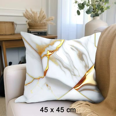 Allernieuwste.nl® Kussenhoes Wit Goud Marmer - 45x45 cm - Luxe Decoratieve Sierkussenhoes ##