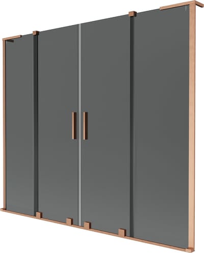Mexen Velar L Duo badwand scherm 2-delig schuifbaar 170 x 150 , grafiet, geborsteld koper - 896-170-003-42-65