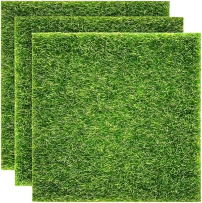 JGS Premium - Kunstgras tapijt miniatuur mos decoratie 3 stuks | Binnen en buiten | Micro-landschap | Miniatuur tuin decoratie | Terras gazon | 15 x 15 cm